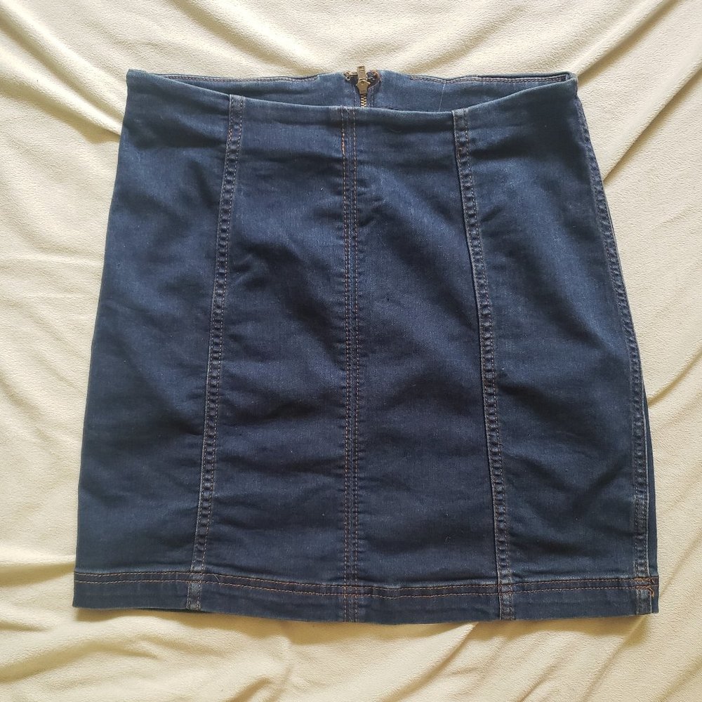 Free People Darkwash Denim Mini Skirt A-Line